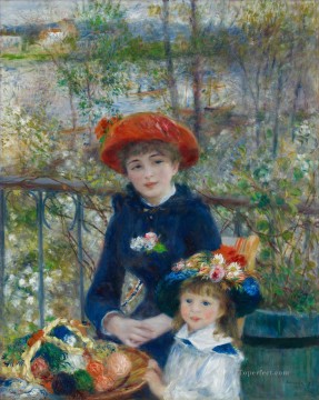 ピエール=オーギュスト・ルノワール Painting - テラス上の二人の姉妹 ルノワール